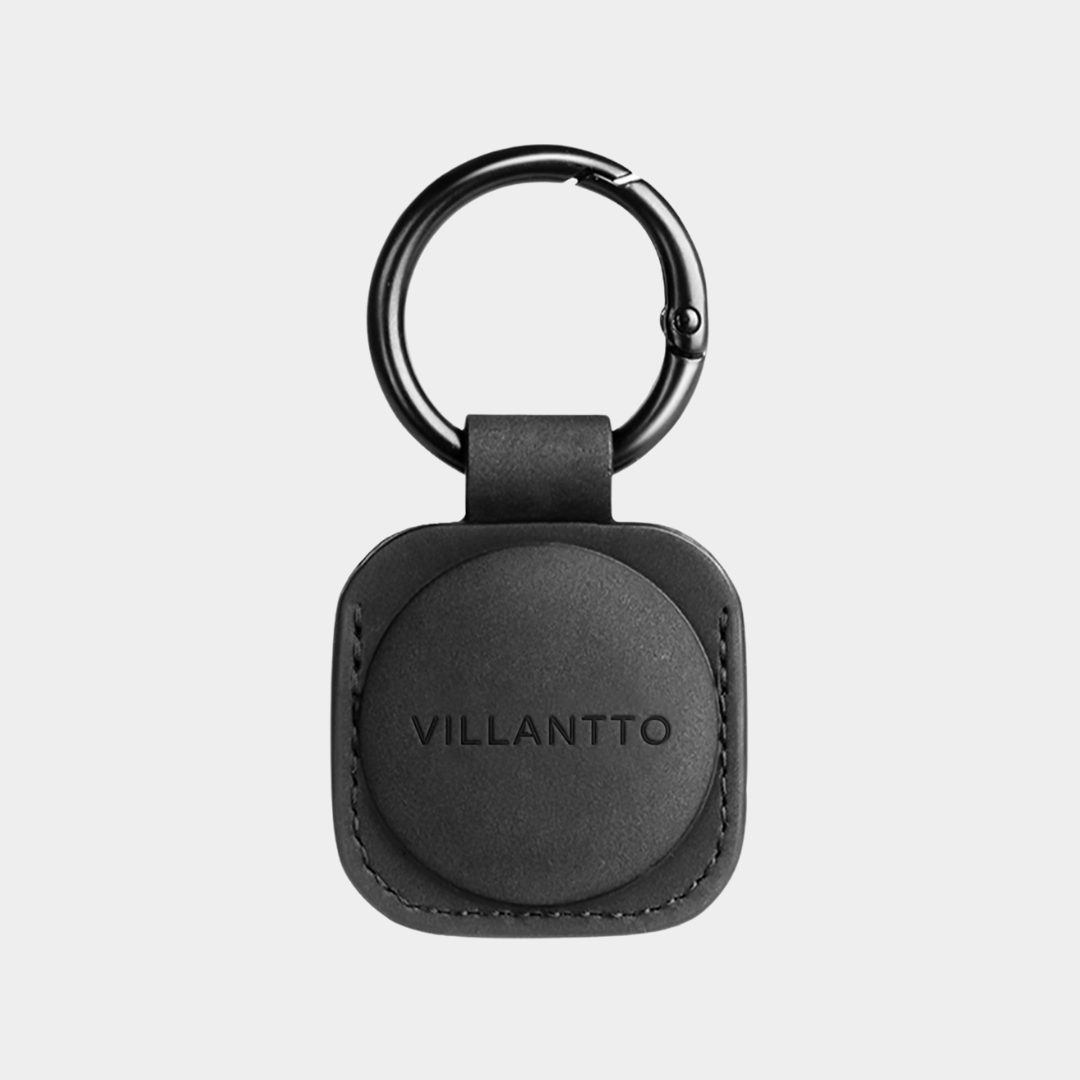 LEATHER KEYCHAIN FOR APPLE AIRTAG BLACK Villantto