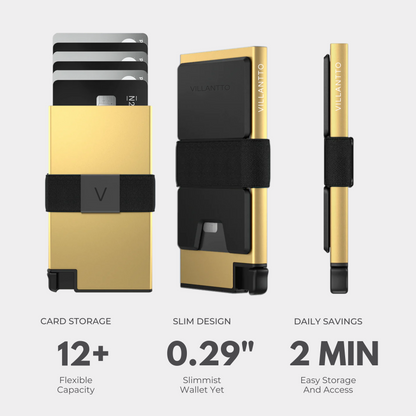 Aluminum Popup Smart Wallet Gold Limited Edition By Villantto