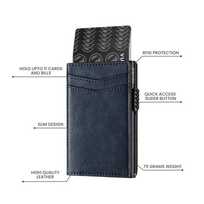 VULCRID LEATHER SMART WALLET - BLUE